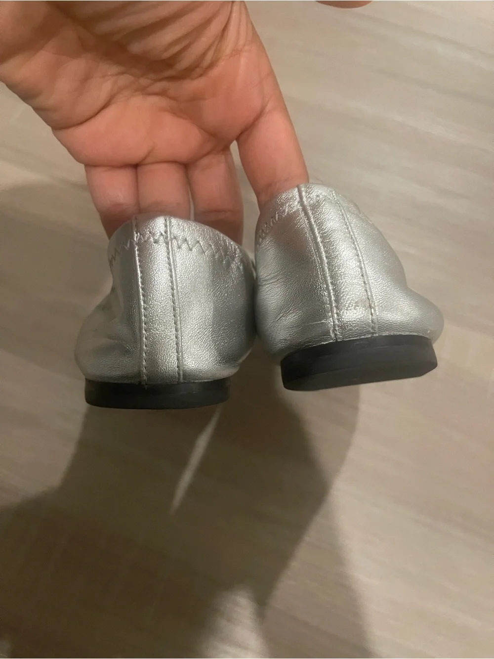 Tory Burch Liana silver ballet flats, size 7.5